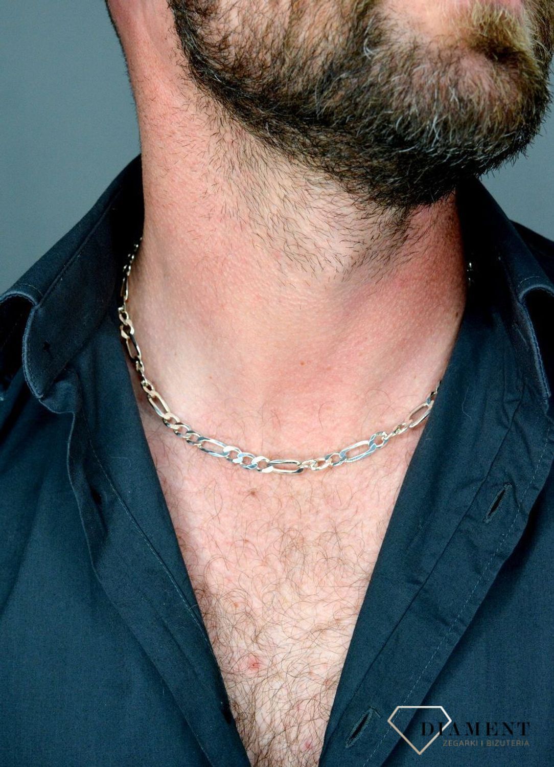 Srebrny łańcuszek 925 męski figaro 7 mm DIA-LAN-5527-925. Męski srebrny łańcuch. Srebrna kieta męska.Łańcuszek męski o figaro. Łańcuszek męski typu figaro to jeden z najmodniejszych wzorów męskich . Na prezent. Gruby męski łańcuch (1).jpg